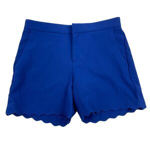 Banana Republic Royal Blue Scalloped Hem Dress Shorts Size 0 Flat Front Stretch